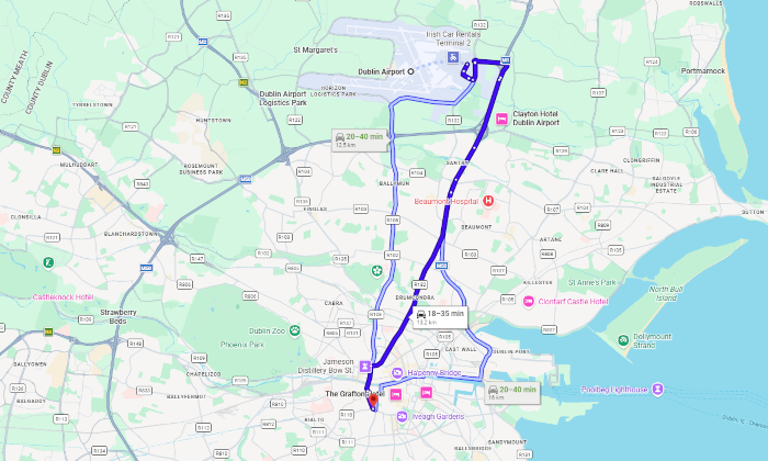 Dublin map from airport